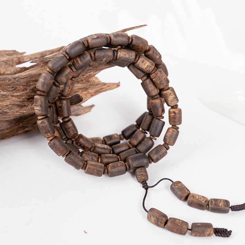 Scar Pattern Multi-Wrap Agarwood Bracelet — Distinctive scar agarwood bracelet (multi-wrap) — resin-scar Aquilaria sinensis premium oud., image 2